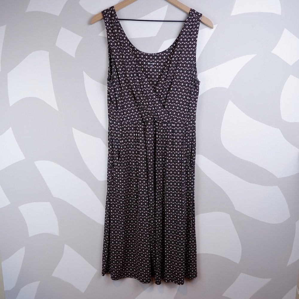 Garnet Hill Brown and Block Geometric Print Dress | M